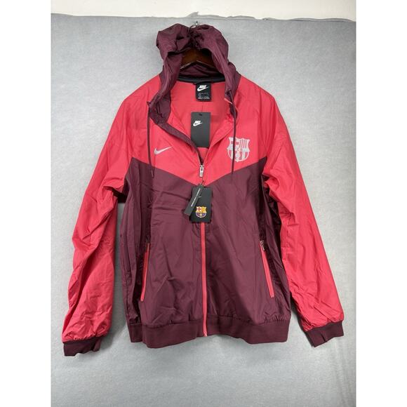 NIKE FC Barcelona Windrunner Jacket Deep Maroon AJ3292-669 Men’s Large New - Picture 1 of 7